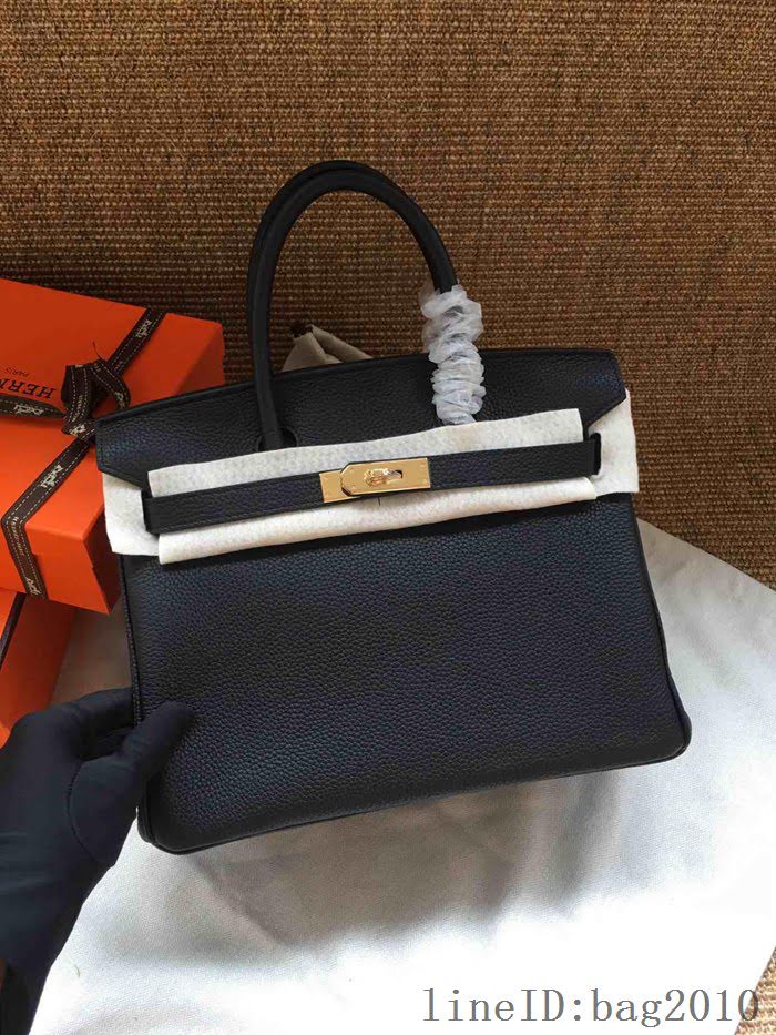 愛馬仕HERMES Birkin 鉑金包 黑色 進口小牛皮 金銀扣 皮質細膩柔軟 時尚女手提包  tdher1143